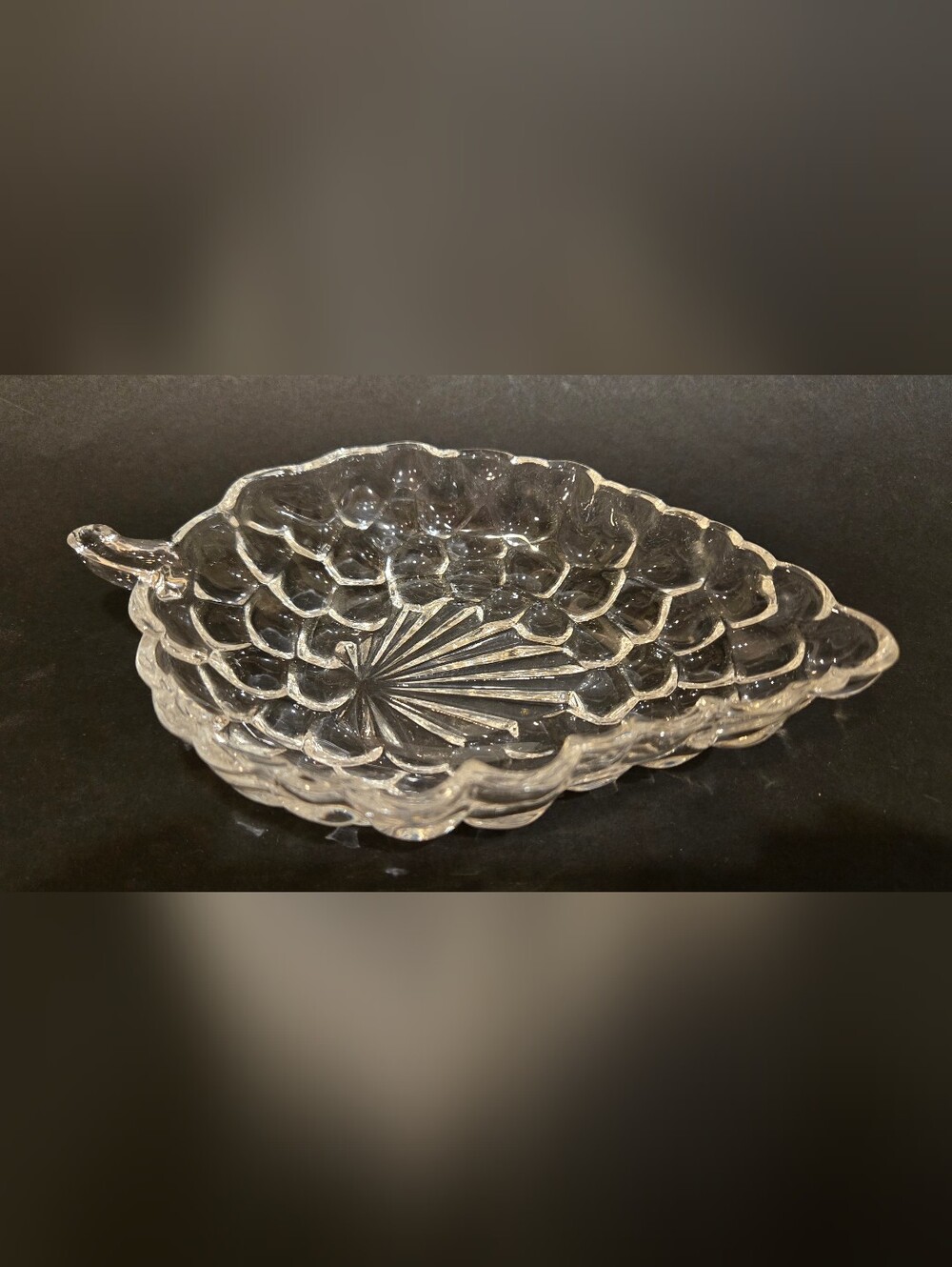Vintage Anchor Hocking Clear Glass Grape Cluster Decorative Serving Dish
